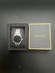 Bulova 96D141 Men’s Dress Watch-40mm Black Dial, Stainless Steel,Diamond Accents