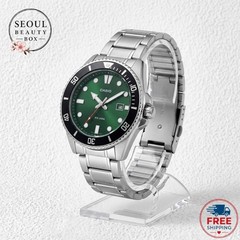 Casio Duro MDV107D-3A2 Men’s Green Dial Diver Watch 200M Steel Bracelet New