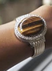 Genoa Hidden Dial Tiger Eye Watch Women 33mm Oval Dial Needs Battery