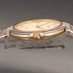 Vtg 1990 N MINT Citizen CQ Exceed Buros 5637-F60366 Ivory Qz 33mm Mens Watch JP