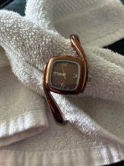 Brown Dial Rectangle Case Hinge Bracelet Band Watch