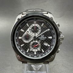Casio Edifice Chronograph Watch Men 41mm Black Dial Steel Date EF-524 NewBattery