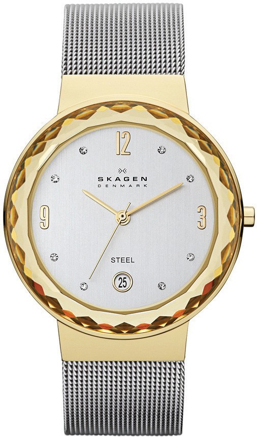 Skagen Watch Ladies Quartz Date Leonora SKW2002 Mineral Crystal Mesh Band