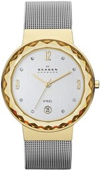 Skagen Watch Ladies Quartz Date Leonora SKW2002 Mineral Crystal Mesh Band