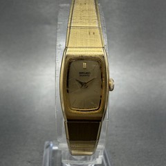Seiko Tank Watch Women 13mm Champagne Dial Gold Tone Rectangle 2e20-5139 NewBatt