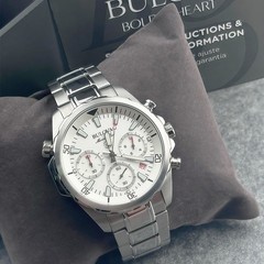Bulova Marine Star White Dial Stainless Steel Men’s Quartz Watch 43mm 96B255