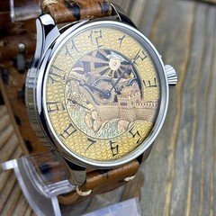 Skeleton Watch Hand Engraved & Vintage Swiss Pocket Watch Movement China, 48mm