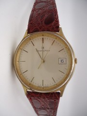 Hamilton 9812 Swiss Watch 34mm Gold Tone Date Leather Strap – New Battery