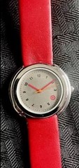 Vintage TARGET BULLSEYE Unisex Men/Woman Watch w/ Red Leather Band – NEW BATTERY