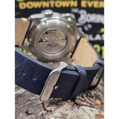 Axwell Vertigo Automatic Blue Dial Watch Black Compass Bezel Date Leather Strap