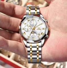 Waterproof Quartz Watch Men’s Luminous Luxury OLEVS Steel Men Stainless Strap