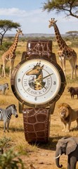 Giraffe Seasick Logo Watch Quartz Leather Band Novelty Wristwatch Battery