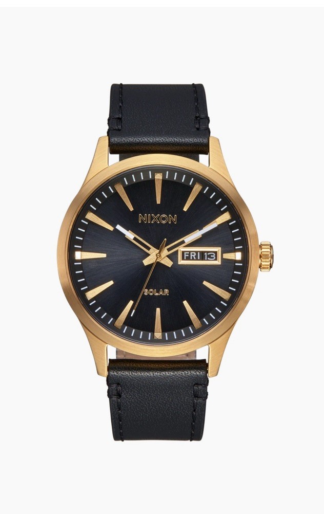 Nixon Sentry Solar Leather A1347-510 All Gold/ Black