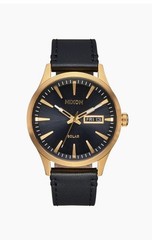 Nixon Sentry Solar Leather A1347-510 All Gold/ Black