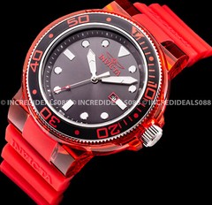 Invicta GRAND PRO DIVER ANATOMIC Red Silver Black SS Stylish Bold Mens Watch