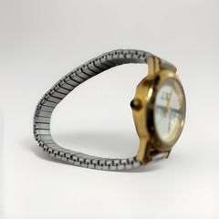 Image Watch Quartz Movement Expandable Band Silver Gold Tone Works