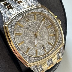 Bulova Men’s Crystal Quartz Date Gemmed Gold Stainless Steel Watch 40 MM 98B323