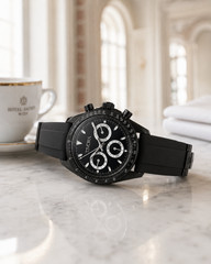 TÍVORÁ Veyron Argent Steel All Onyx Dial – Custom Branded Automatic Chronograph