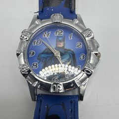 Batman Superhero Quartz Analog Boys Watch Blue Leather Strap Silver Case