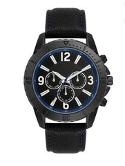 George Men’s Analog Wristwatch With Long Life Battery Black Vegan Leather Strap