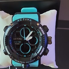 Activa Dual Time Analog-Digital Quartz Sport Watch Blue Silicone Strap 30m