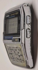 Casio Data Bank 150 1477 DBC-150 Silver Tone Digital 34mm Watch AS IS FOR PARTS