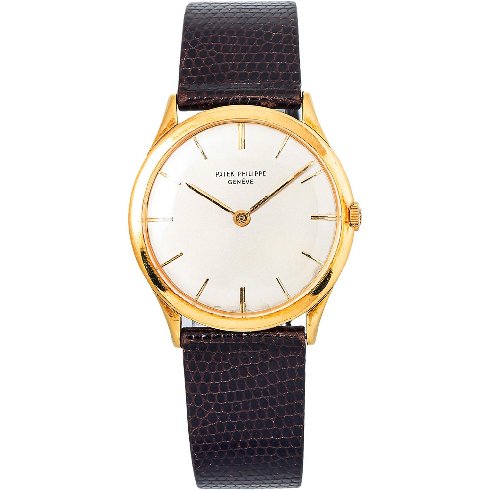 Patek Philippe Calatrava 2589 18k Yellow Gold Silver Manual Men Watch 33mm
