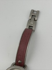 Vintage Mudd Watch Women 25mm Silver Case 6.25″ Pink/Silver Band- New Battery