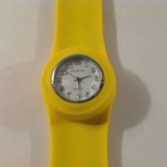 Geneva Yellow Slap Silicone Bracelet Watch Silver White Needs Battery New