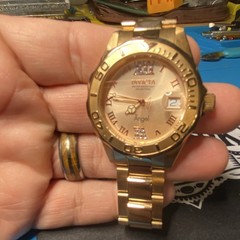 Invicta Angel Women’s Quartz Date Gold Tone Bracelet Watch 38mm Roman 50m