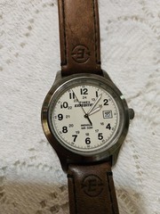 Timex Expedition Metal Field Watch Brown Leather Band Buckle Closure– Working