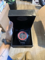 IMPRESS Quartz Wristwatch Black Red Analog Rubber Band Casual w/ Original Box