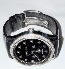 GUCCI MENS TIMELESS BEE 126.2 AUTOMATIC 42MM LAB GROWN DIAMOND BLACK ONYX WATCH