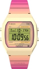 Original Timex T80 Retro Style Multi Colour Digital Indiglo 36mm Watch TW2V74400