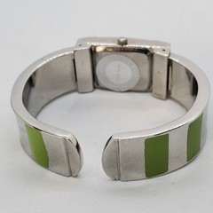 20MM Cuff Watch Women Gray Dial Green Gray Bracelet 5.5″ Wrist New Battery