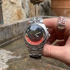 [US STOCK] Retro Red Flame Dial Watch Vintage Y2K Style Mens Quartz Wristwatch