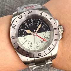 20ATM Diver Luxury NH34A GMT Watches Men 39mm Sapphire Cream Blue Dial Full Lume