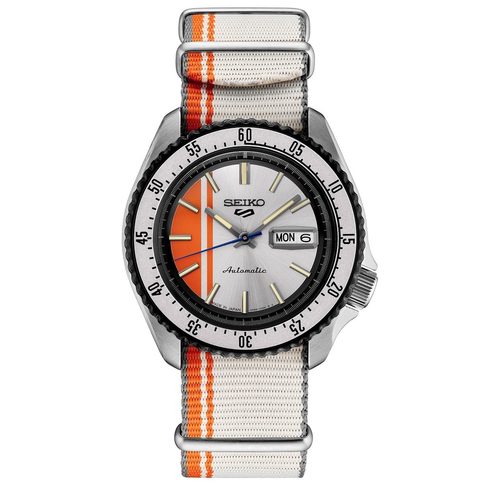 Seiko 5 Sports SRPK73 42.5mm Orange Dial Nylon NATO Strap Automatic Men’s Watch