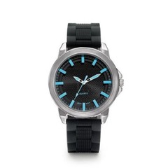 Avon Men’s Color Shock Silicone Watch Black Blue Silver