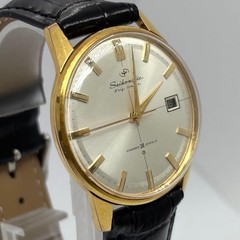 Seiko Seikomatic Self Dater Automatic Vintage Mens Watch 24J Date 36mm Gold Dial