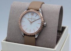 NEW AUTHENTIC MICHAEL KORS LAYTON SILVER BROWN LEATHER MOP WOMEN’S MK2910 WATCH