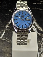 Automatic Seiko Refurbished Blue Dial Day / Date Men’s Wrist Watch Free Shippi
