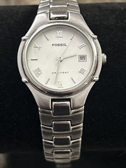 Fossil Arkitekt FS-2651 Silver Tone Stainless Steel Watch Day Date Indicator
