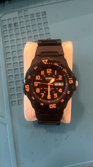 Casio MRW200H-4B Men’s Black Diver Style Analog Watch Orange Accents