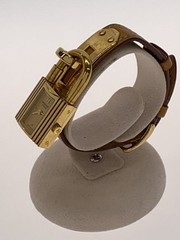 HERMES Watch Quartz Kelly Non-Waterproof Leather Gold Brown Leather Band Women’s