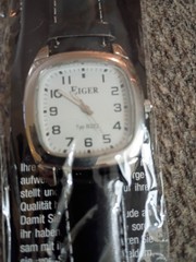 Eiger White Dial Silver Tone Case Black Band Watch New Unopened