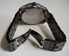 Men’s black hematite finish stone fashion dressy hip hop link watch
