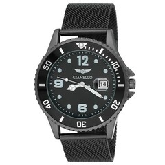 Gianello Men’s 43mm Bond Dial Multi Function Mesh Diver Watch – 3 Colors