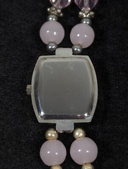 Pink Ribbon Awareness Glass Bead Toggle Bracelet Watch 6.5 inches