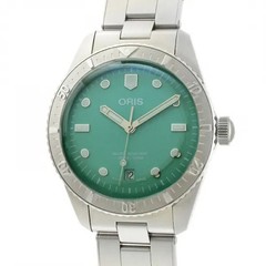 Oris Diver 01 733 7771 4057 38mm Stainless Steel Green Wristwatch #SU1089